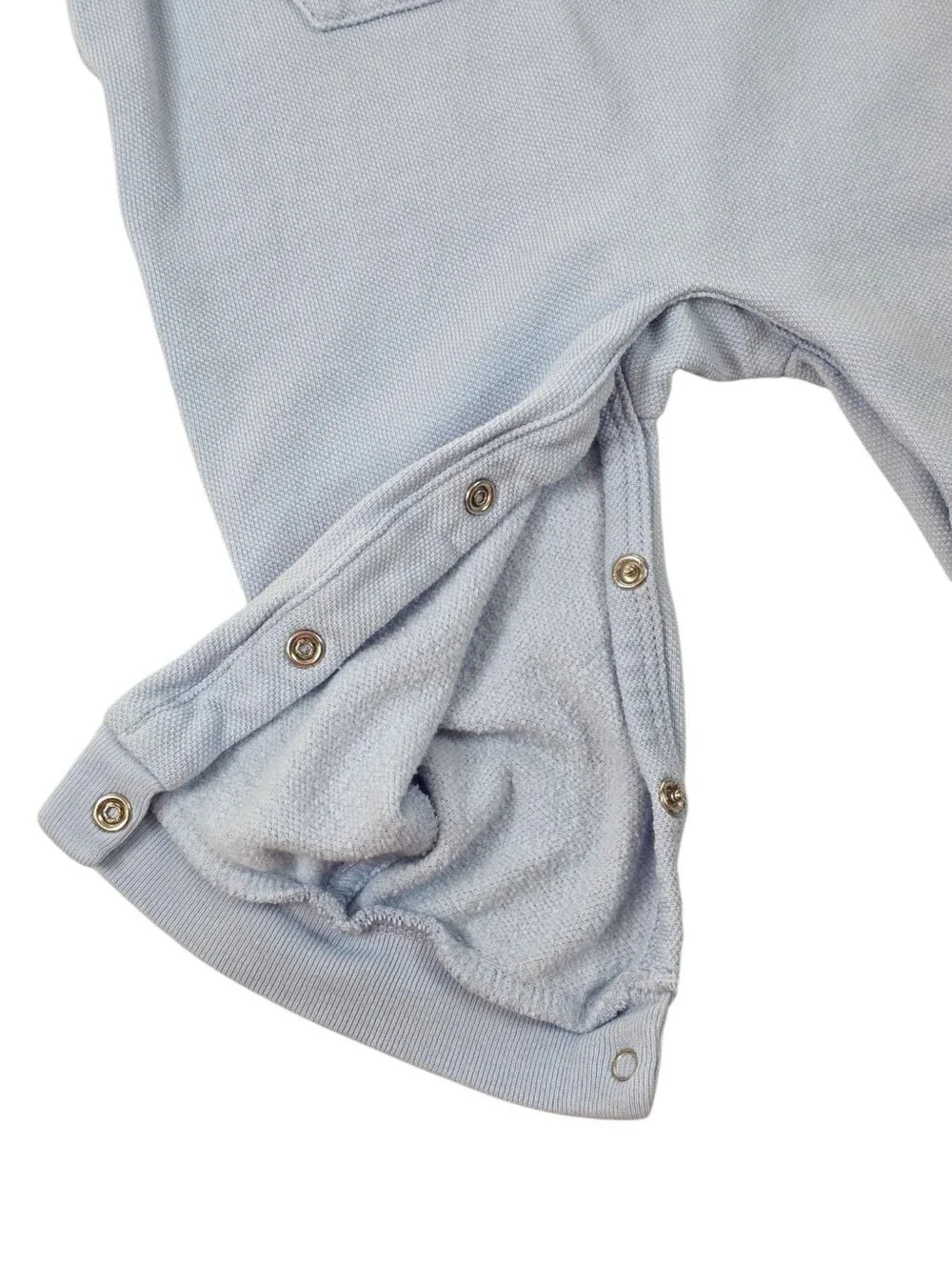 Ralph Lauren Baby Boy Hooded Knit Romper Jumpsuit Blue White 9M Cotton Preppy